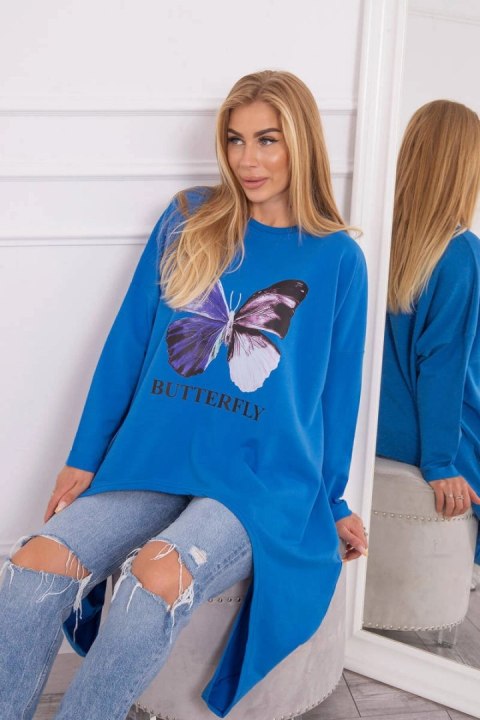Bluzka z nadrukiem oversize chabrowa uniwersalny