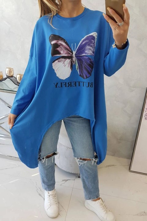 Bluzka z nadrukiem oversize chabrowa uniwersalny