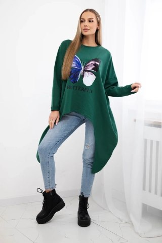 Bluzka z nadrukiem oversize ciemno zielona uniwersalny