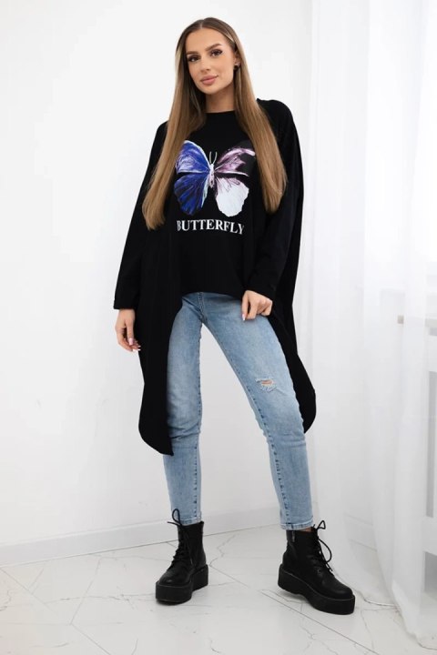 Bluzka z nadrukiem oversize czarna uniwersalny