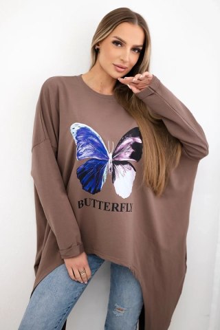 Bluzka z nadrukiem oversize mocca uniwersalny