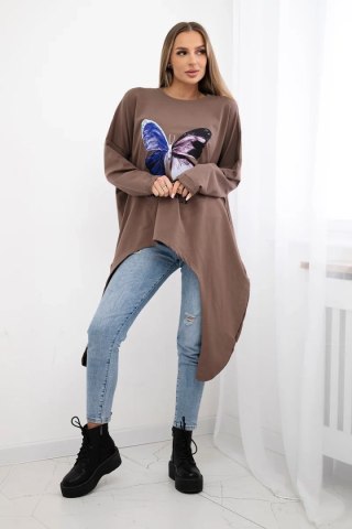 Bluzka z nadrukiem oversize mocca uniwersalny
