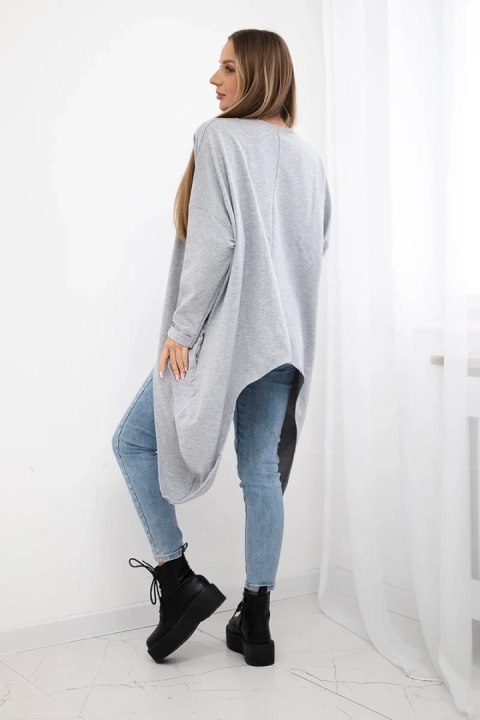 Bluzka z nadrukiem oversize szara uniwersalny