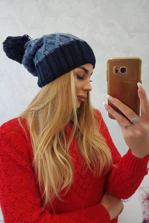 Czapka z polarem Milano K203 jeans+granatowy uniwersalny