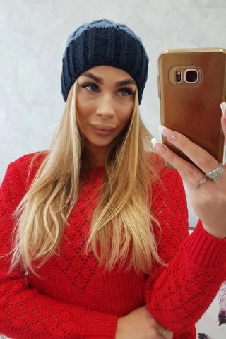 Czapka z polarem Milano K203 jeans+granatowy uniwersalny