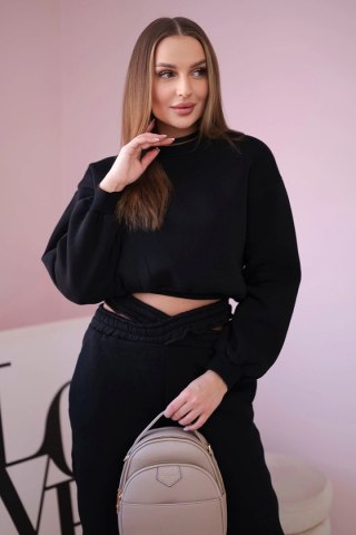Komplet ocieplany z krótką bluzą czarny uniwersalny