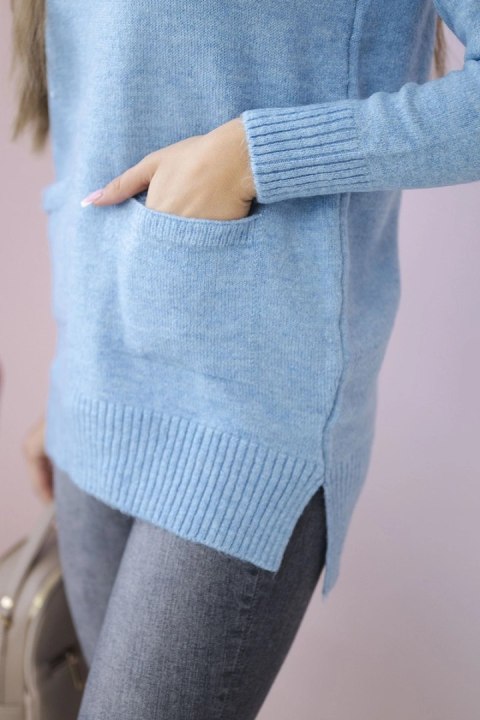 Sweter ze stójką błękitny uniwersalny