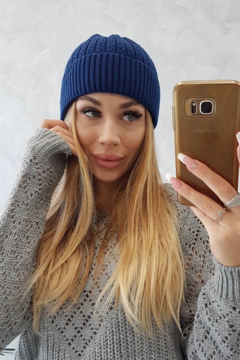 Czapka cienka Weronika K249 chabrowa uniwersalny