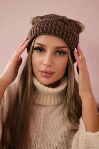Czapka z polarem Alice K248 cappuccino+ecru uniwersalny