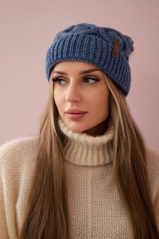 Czapka z polarem Alice K248 jeansowy+biały uniwersalny