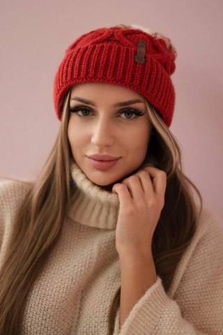 Czapka z polarem Alice K248 malinowy+ecru uniwersalny