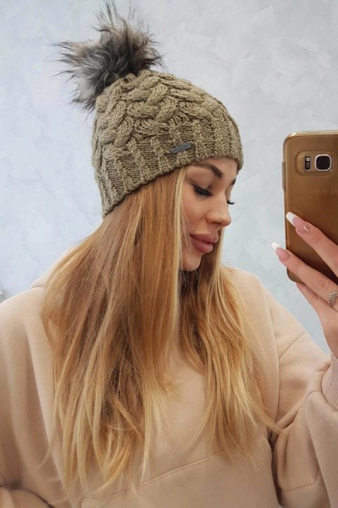 Czapka z polarem Daria K217 jasny khaki uniwersalny