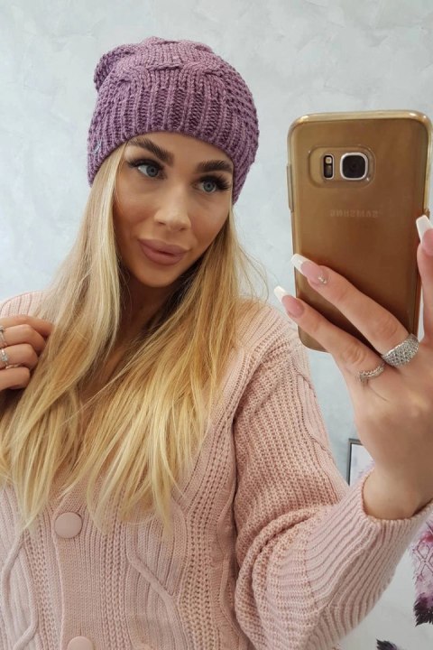 Czapka z polarem Karolina K243 ciemno różowa uniwersalny