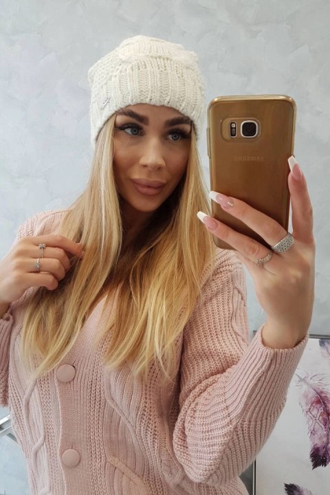 Czapka z polarem Karolina K243 ecru uniwersalny