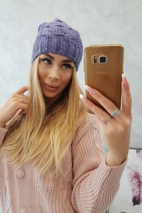 Czapka z polarem Karolina K243 fioletowa uniwersalny
