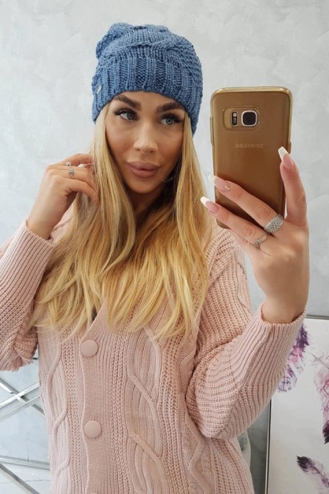 Czapka z polarem Karolina K243 jeansowa uniwersalny