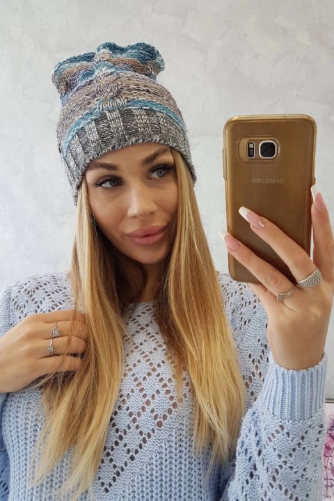 Czapka z polarem Klaudia K255 morski+szary uniwersalny
