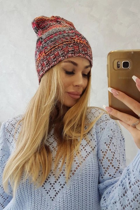Czapka z polarem Klaudia K255 pomarańczowy+czerwony uniwersalny