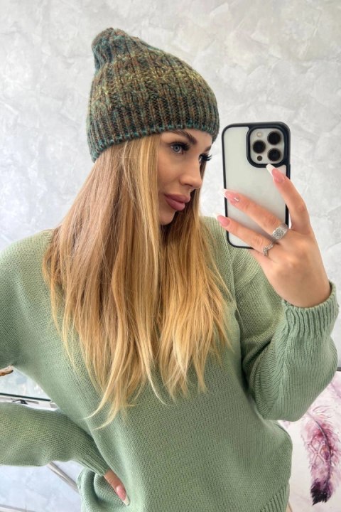 Czapka z polarem Melisa K241 brązowy+zielony uniwersalny