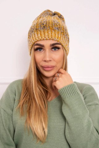 Czapka z polarem Melisa K241 musztardowy+szary uniwersalny