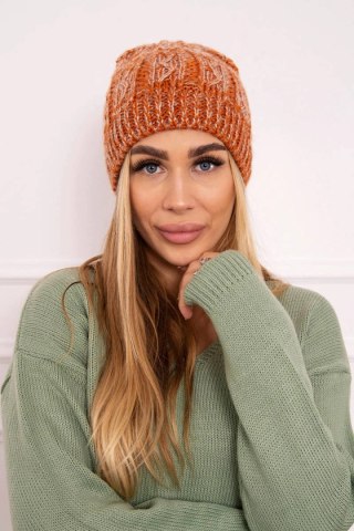 Czapka z polarem Melisa K241 pomarańczowy+szary uniwersalny
