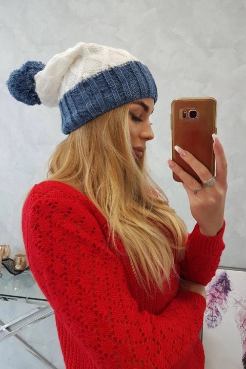 Czapka z polarem Milano K203 ecru+jeans uniwersalny