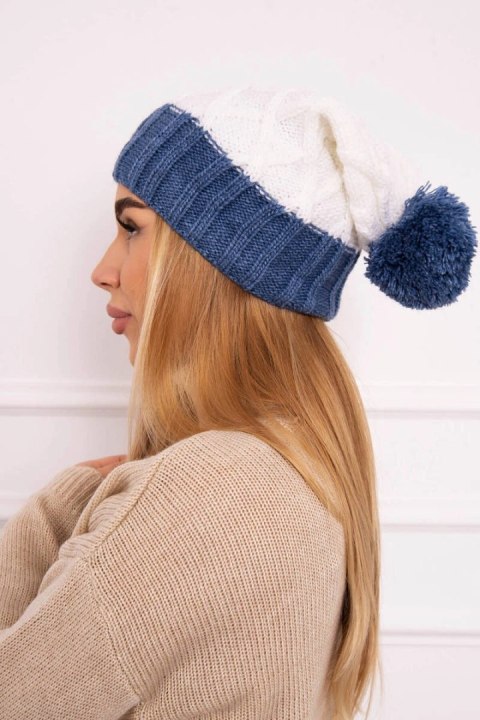 Czapka z polarem Milano K203 ecru+jeans uniwersalny