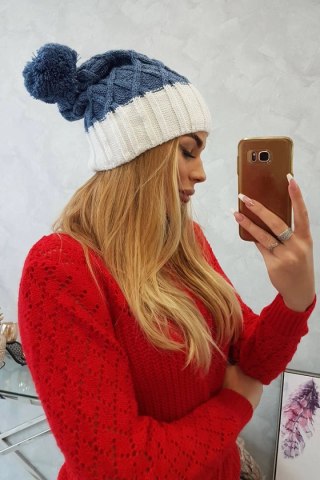 Czapka z polarem Milano K203 jeans+ecru uniwersalny