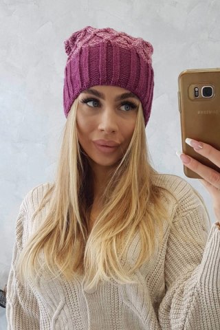 Czapka z polarem Milano K203 różowy melanż+ciemny różowy uniwersalny
