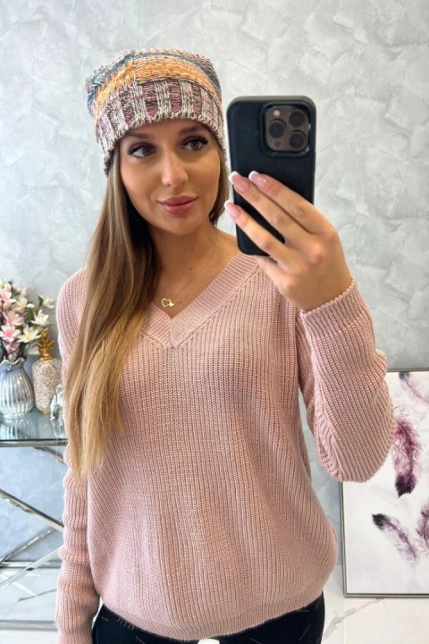 Czapka z polarem Monika K256 musztardowy+brązowy uniwersalny