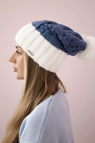 Czapka z polarem Paris K212 jeansowy+biały uniwersalny