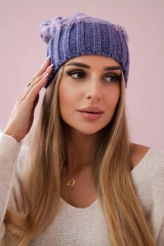 Czapka z polarem Paryż K213 fioletowy+pudrowy róż uniwersalny