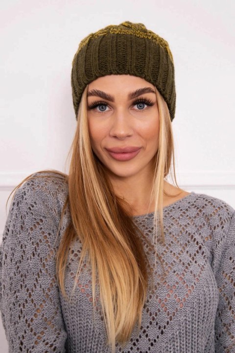 Czapka z polarem Paryż K213 khaki+kiwi uniwersalny