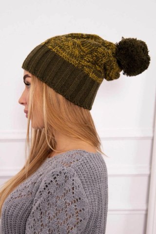 Czapka z polarem Paryż K213 khaki+kiwi uniwersalny