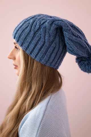Czapka z polarem Paulina K227 ciemno jeansowa uniwersalny