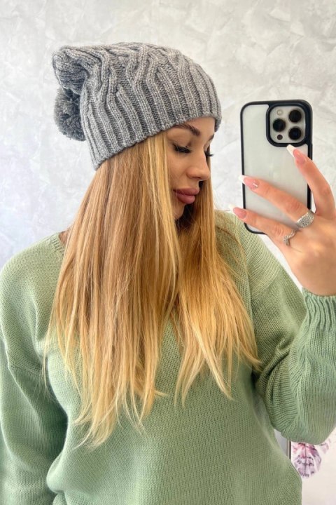 Czapka z polarem Paulina K227 ciemno szara uniwersalny