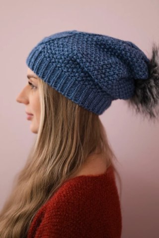 Czapka z polarem Sandra K210 jeansowa uniwersalny