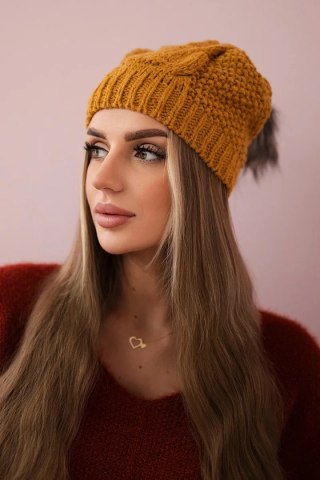 Czapka z polarem Sandra K210 musztardowa uniwersalny