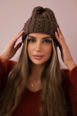 Czapka z wywinięciem Marzena K206 brązowa uniwersalny