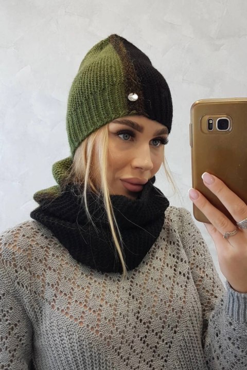 Komplet damski trójkolorowy P103 czarny+khaki uniwersalny