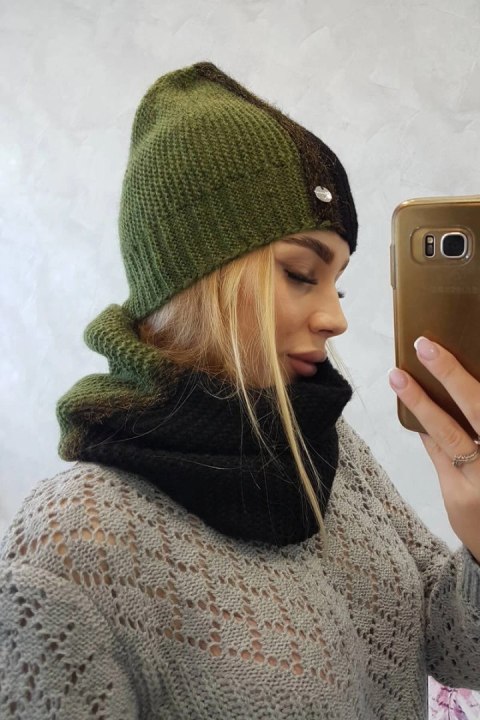 Komplet damski trójkolorowy P103 czarny+khaki uniwersalny