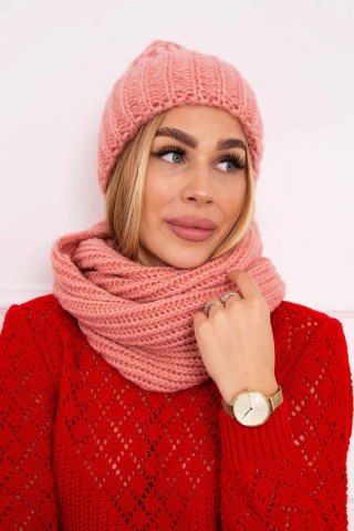 Komplet damski z grubym prążkiem P100 różowy uniwersalny