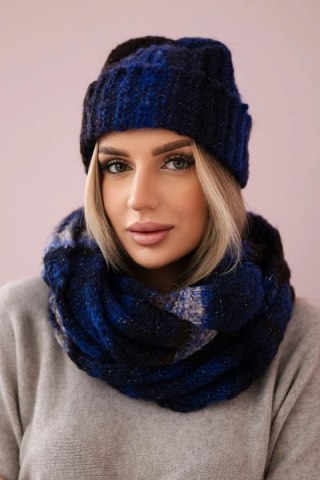 Komplet damski z mocherem K208 chabrowy+czarny uniwersalny