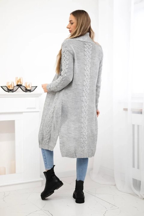 Sweter Kardigan splot warkocz szary uniwersalny
