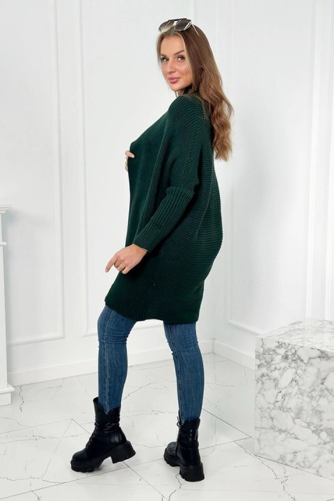 Sweter z rękawami typu nietoperz ciemny zielony uniwersalny