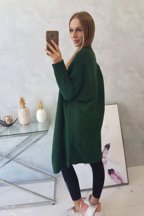 Sweter z rękawami typu nietoperz ciemny zielony uniwersalny