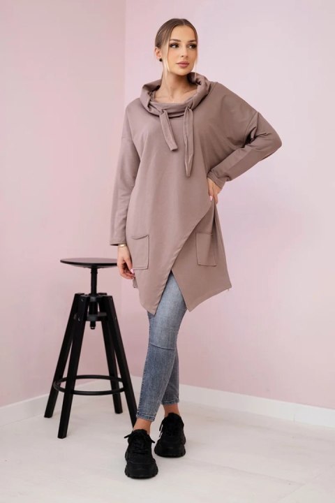 Tunika z kopertowym przodem Oversize mocca uniwersalny