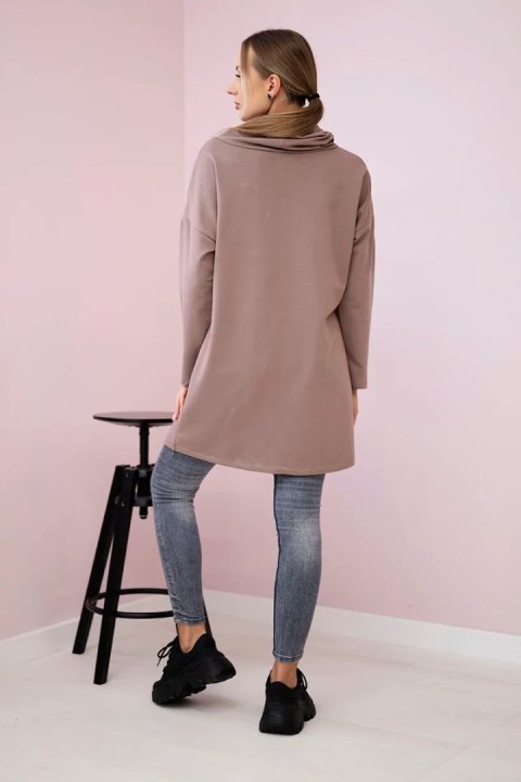 Tunika z kopertowym przodem Oversize mocca uniwersalny