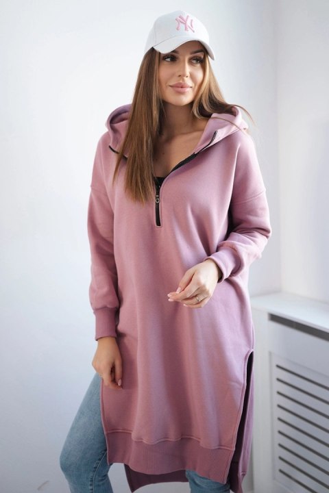 Bluza ocieplana z rozcięciami na bokach ciemno różowa uniwersalny