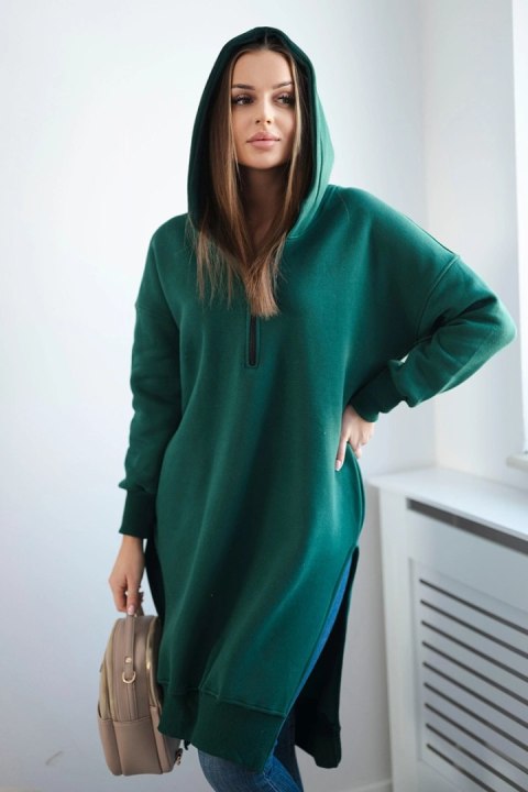 Bluza ocieplana z rozcięciami na bokach ciemno zielona uniwersalny Bluza ocieplana z rozcięciami na bokach ciemno zielona uniwersalny
